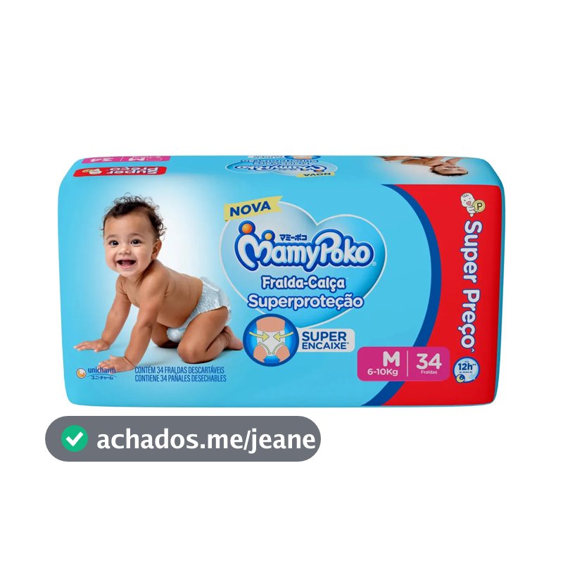 Fralda Calça Mamy Poko Superproteção Jumbo M 34 Unidades