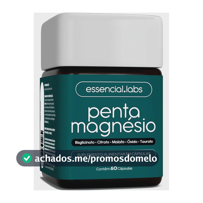 PENTA MAGNÉSIO - Bisglicinato + Dimalato + Citrato + Taurato + Óxido de Magnésio - A Combinação Perfeita com Máxima Pureza e Biodisponibilidade - 60 Cápsulas