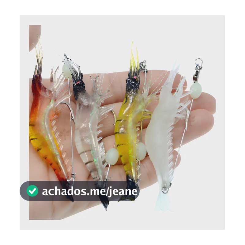 Isca Artificial Camarão Silicone Com Anzol Corvina Kit 5 Un Variado