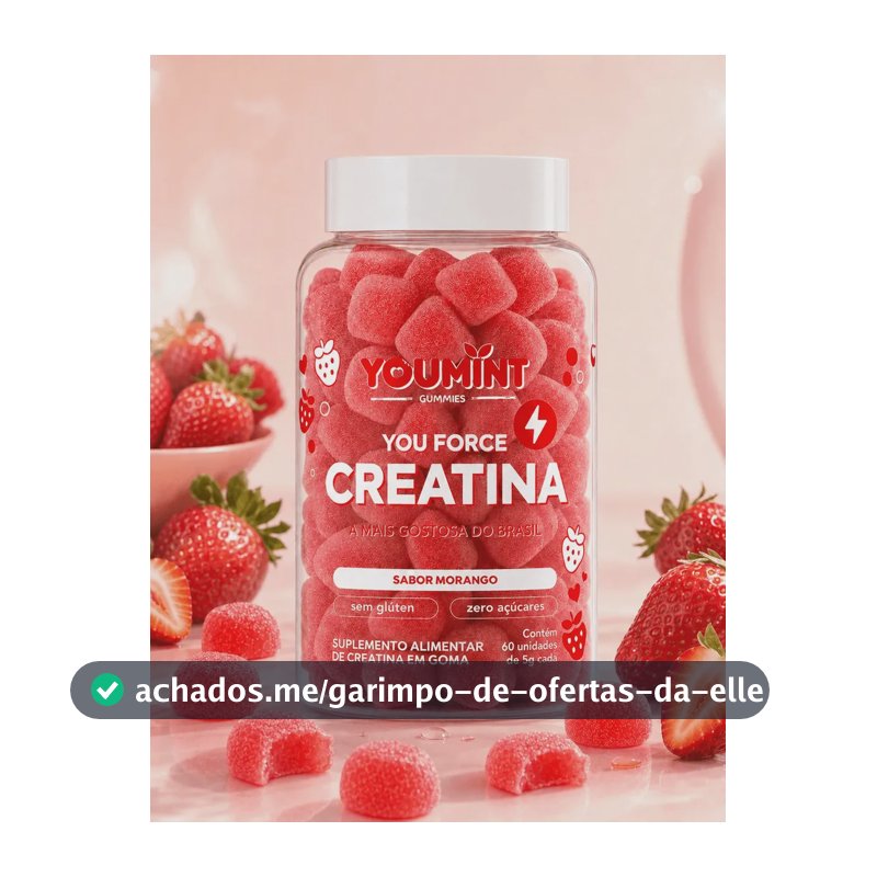 CREATINA GUMMY YOUMINT – SABOR MORANGO – ZERO AÇÚCARES – 60 GOMAS