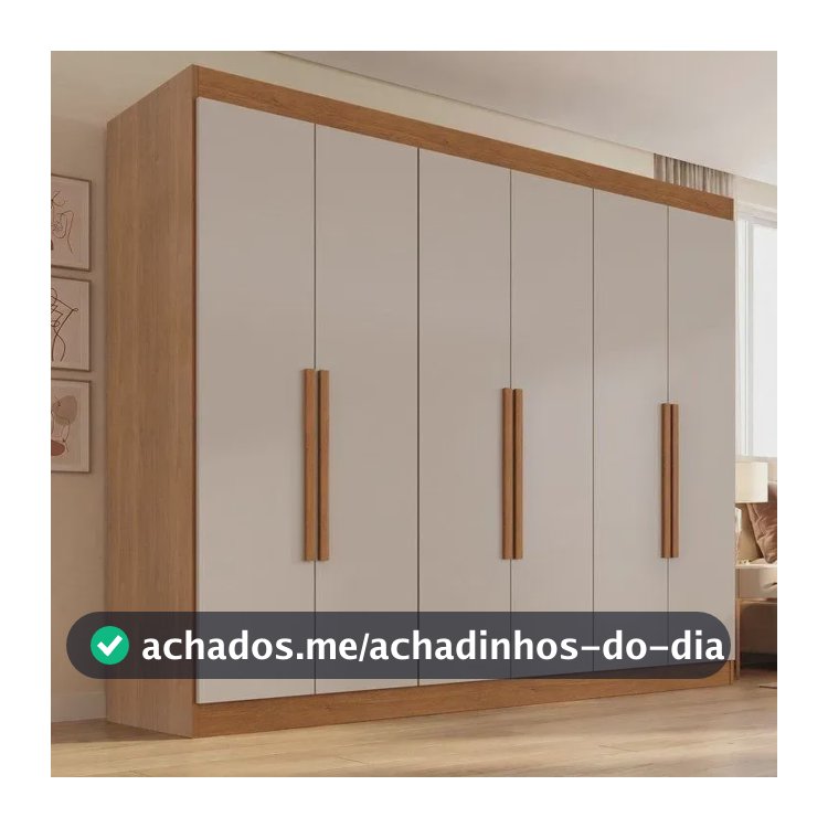 Guarda-roupa Casal Malta 6 Portas 2 Gavetas Yescasa Cinamomo/off White