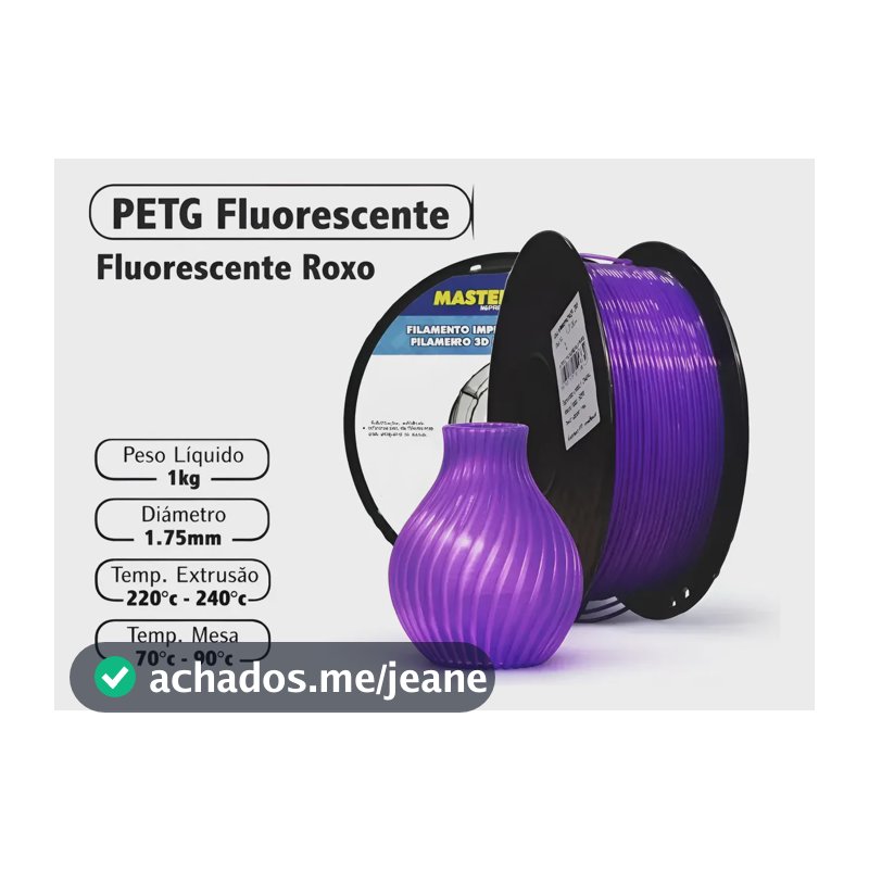 Filamento 3d Petg Masterprint Cores Roxo Fluorescente