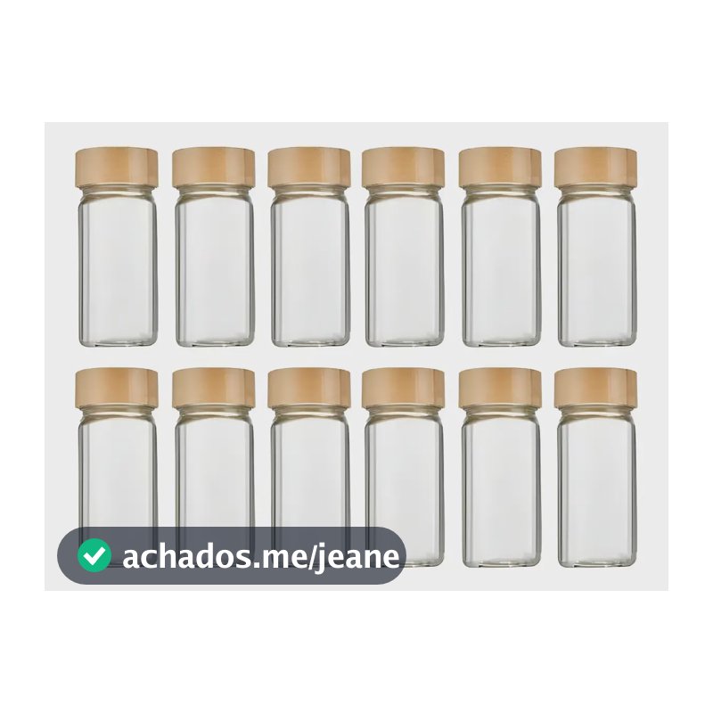 Kit 12 Potes Condimentos Vidro Caetano Home Tampa Bambu 120ml Cozinha