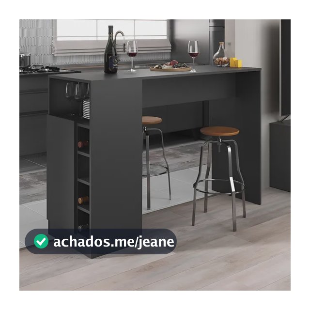 Bancada Balcão/mesa De Cozinha Com Adega Multimóveis Mp2144 Cor Preto