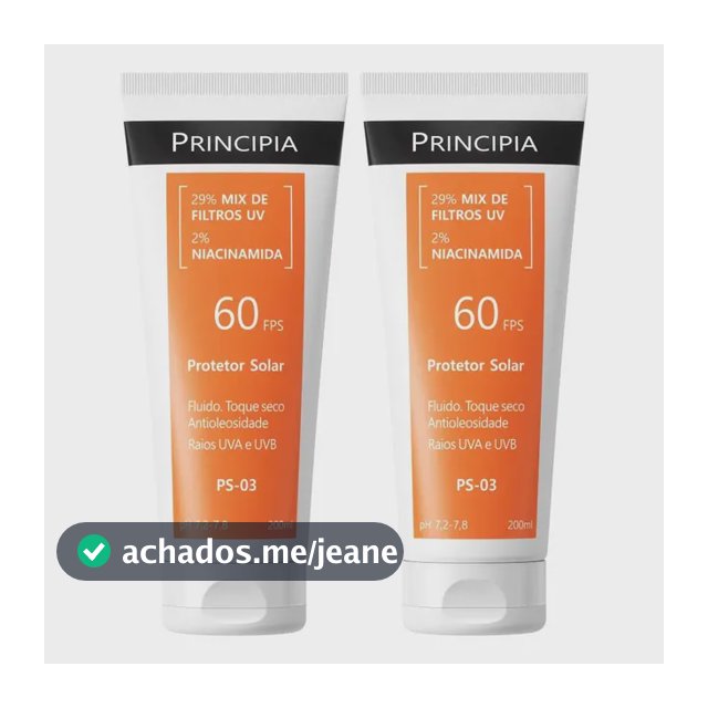 Principia Kit 2 Protetor Solar Corporal Ps-03 FPS60