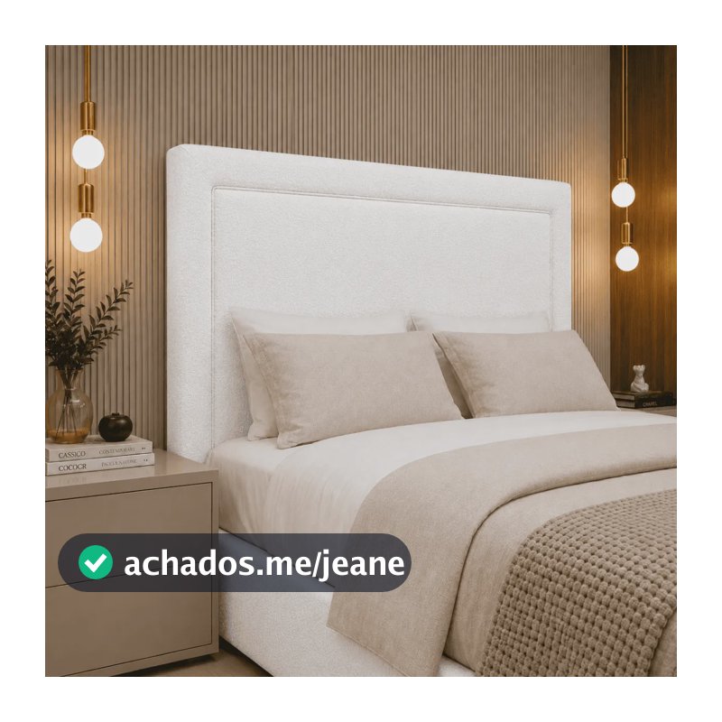 Cabeceira Stela Estofada Cama Solteiro 90 Cm Bouclê Elegante Branco