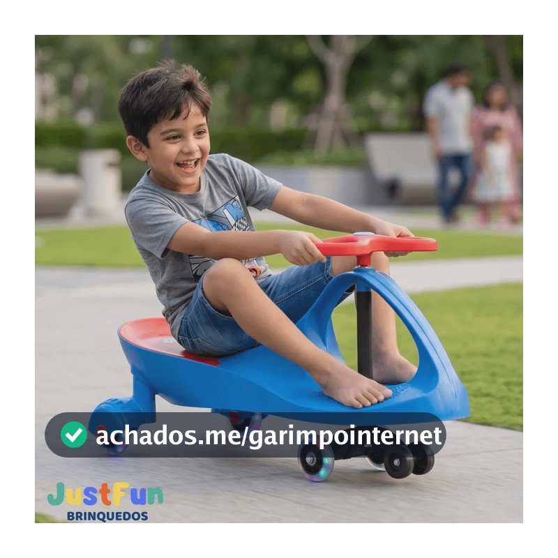 Carrinho Rolimã Car Drift Infantil Volante Gira 360° Triciclo Com Roda Led Colorido JustFun Brinquedos Cor Azul
