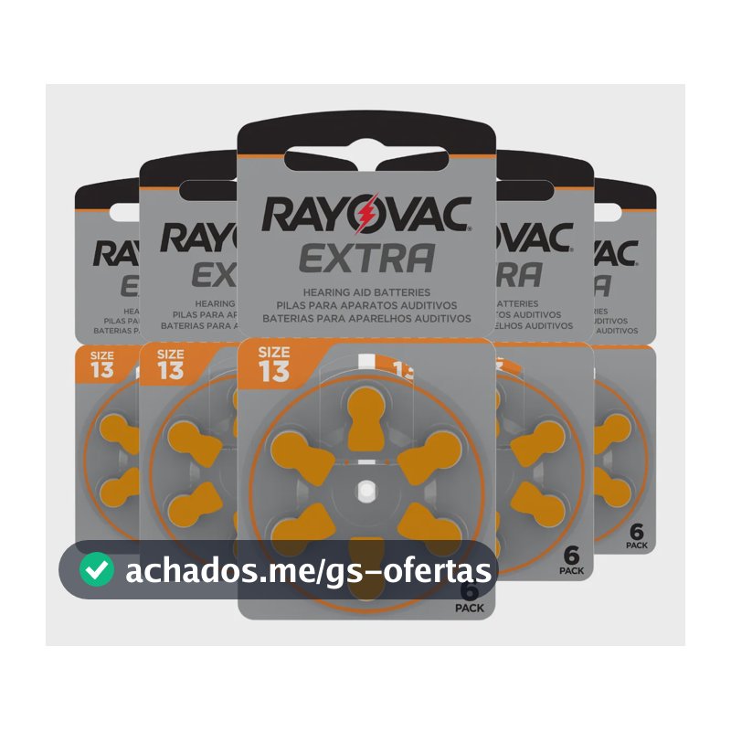 30 Pilhas Auditivas Rayovac Tamanho 13 / Pr13 / Pr13h