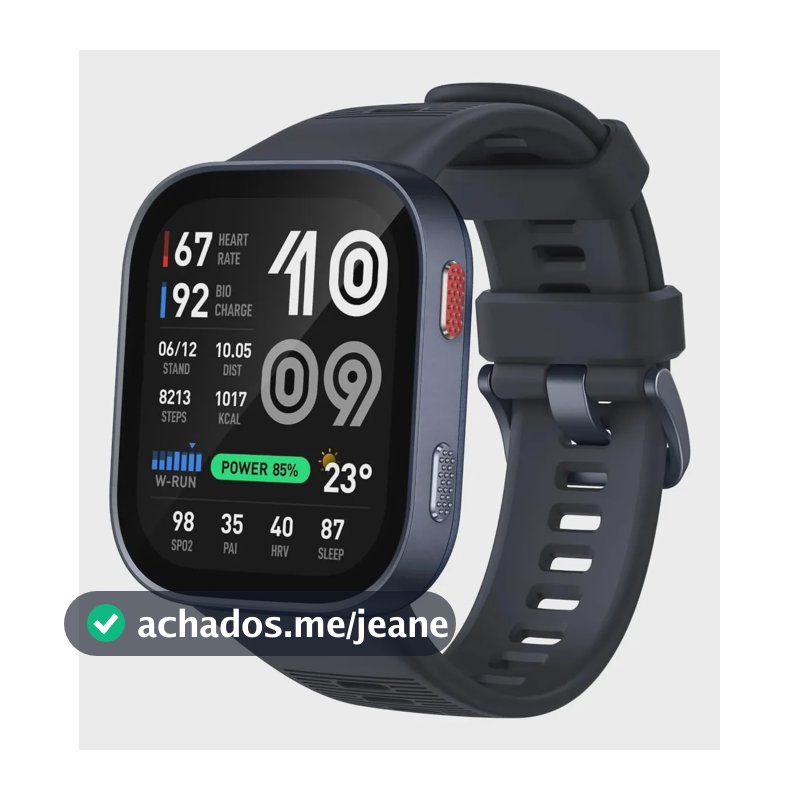 Amazfit Bip Max Amoled 2,07 Gps Chamadas 20 Dias 5 Atm 4gb Azul-escuro Mesh Preto