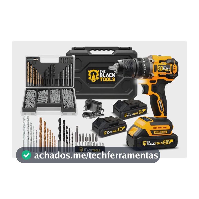 Furadeira Parafusadeira Brushless 10mm 2 Baterias + 300 Pçs Amarelo E Preto 127/220v 60hz