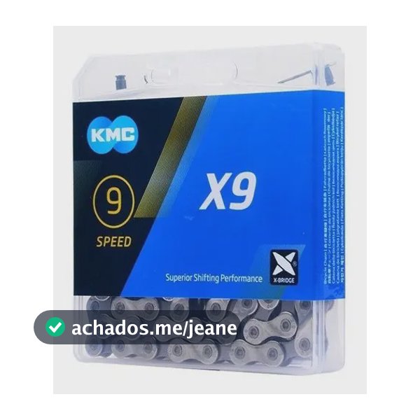 Corrente Kmc X9 Silver Prata 116 Elos Mtb Speed 9v 2x9v 3x9