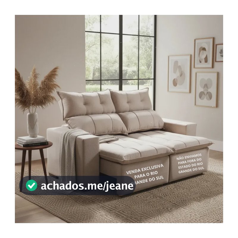 Sofá Retrátil Reclinável Inglaterra 185cm Com Pillow Top Bege Liso