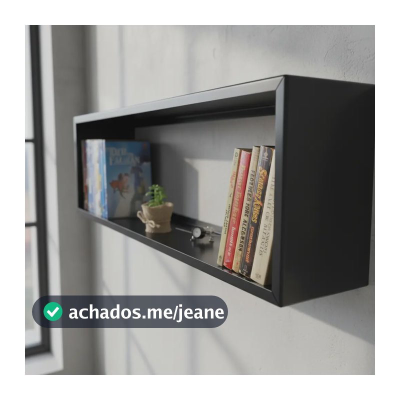 Prateleira Nicho Industrial Metal Kz 80x25cm Decoração Preto