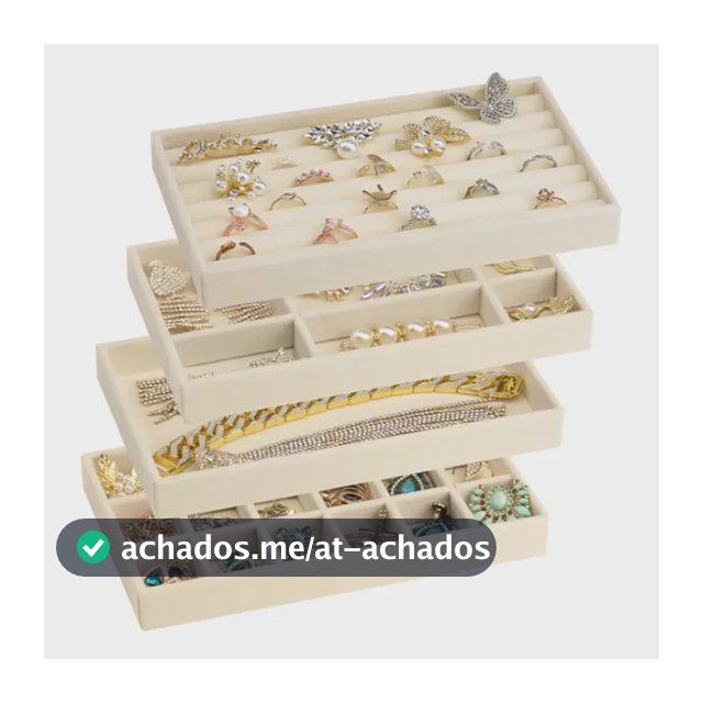 Kit 4 Veludo Organizadors Bandejas Para Jóias Bijuterias Top