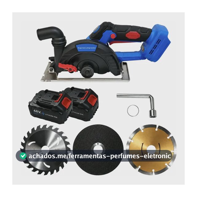 Serra Circular A Bateria 48v Sem Fio, 2 Baterias, 3 Lâminas Azul 48v