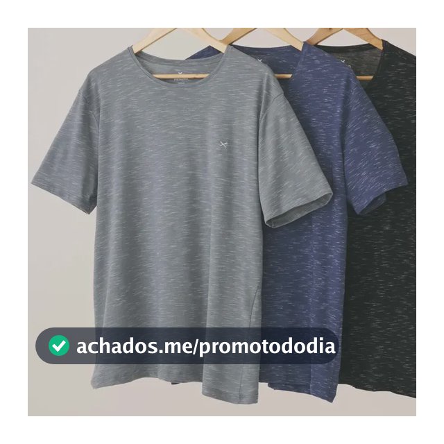 Kit 3 Camisetas Básicas Masculinas Com Bordado Hering