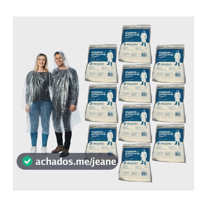 Kit 10 Capa De Chuva Descartável Transparente Incolor Unisex Transparente Único