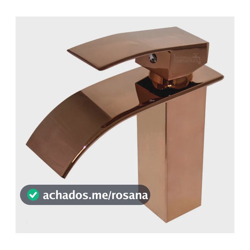 Torneira de Banheiro Cascata Quadrada Rosê Gold Império Baixa Monocomando