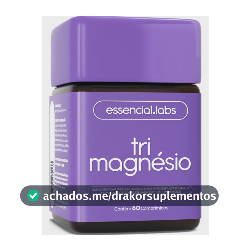 TRI MAGNÉSIO - Dimalato + Bisglicinato + Óxido - A Combinação Perfeita de 3 Magnésios com Máxima Pureza e Concentração - 30 Doses