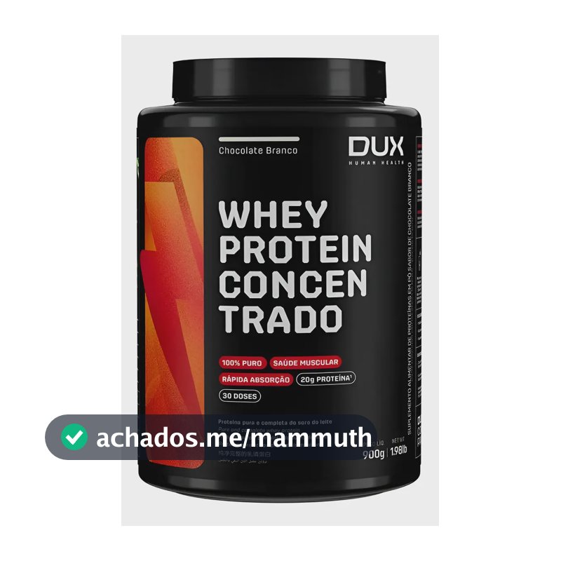 Whey Protein Concentrado 900g Chocolate Branco Dux Nutrition Chocolate Branco