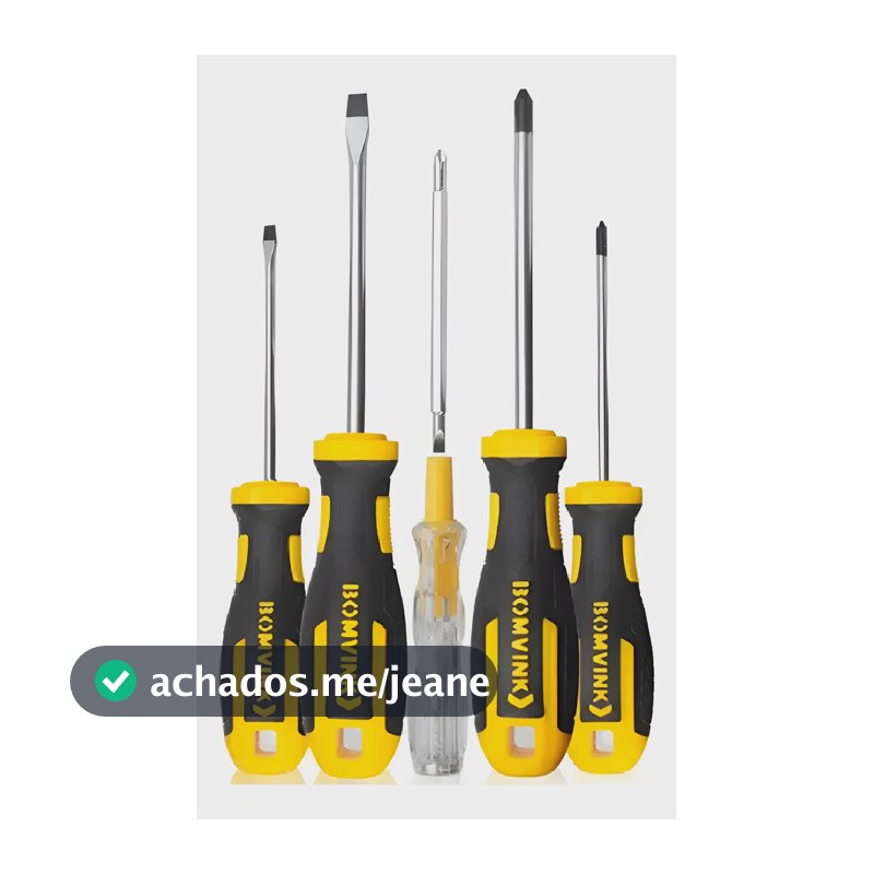Kit Chaves Fenda Phillips Imantada + Testador Tensão 5 Peças
