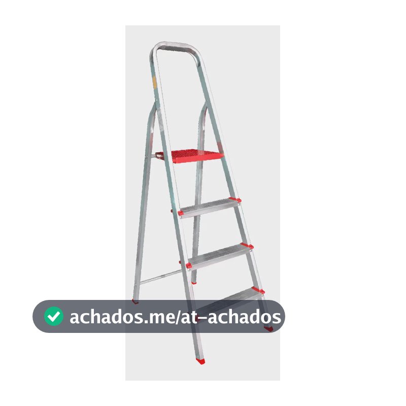 Escada Botafogo Lar & Lazer ESC0063 Doméstica De Alumínio 4 Degraus Prata Cor Phantom red