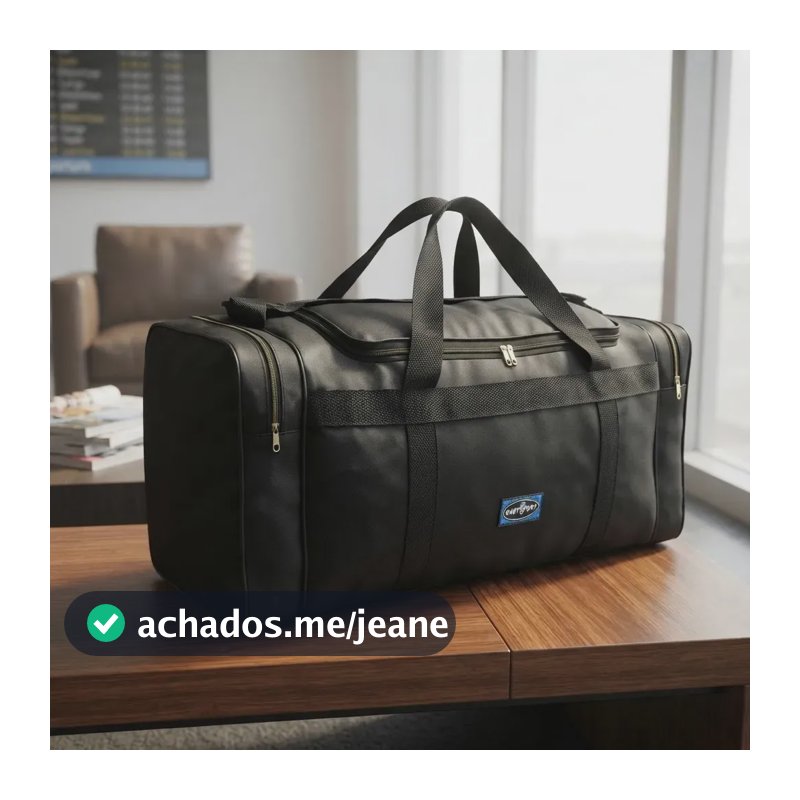 Bolsa De Viagem Gaby Sport 80L Extra Grande Com 3 Bolsos - Preta
