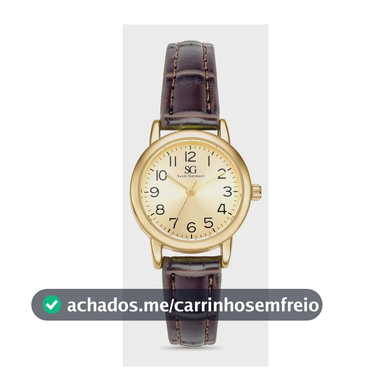 Relógio Saint Germain Houston Feminino Analógico Marrom Dourado Com Pulseira de Couro Sintético