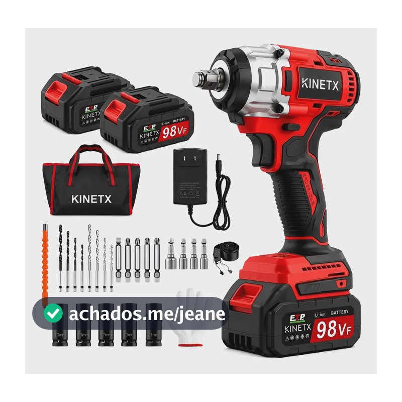 Chave Impacto 780nm Brushless Kit 2 Baterias Bolsa Kinetx Vermelho2 127/220v