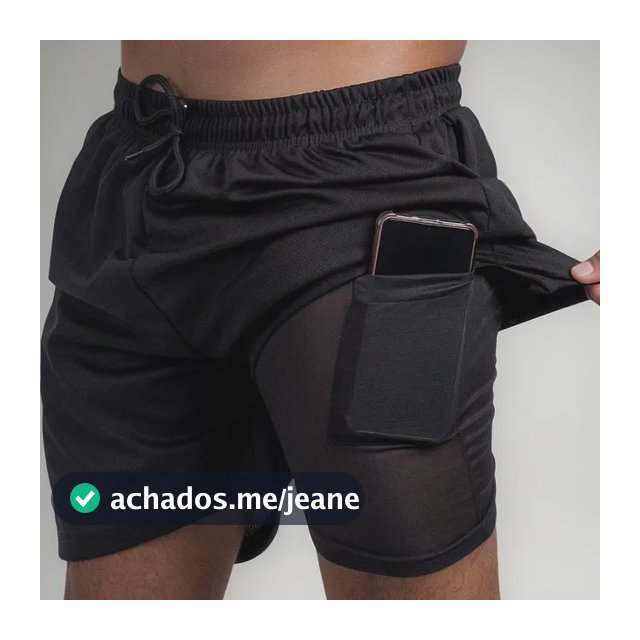 2 Em 1 Short Academia Bermuda Corrida Bolso Compressão Com