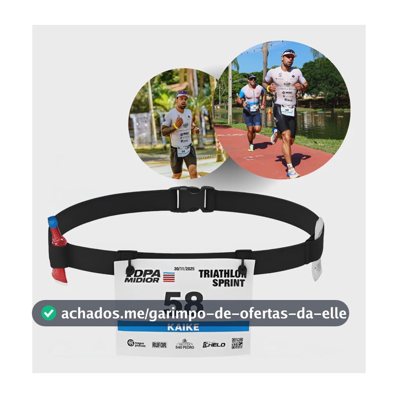 Cinto Porta Numero Para Corrida Triathlon Ciclismo Carbo Gel Preto
