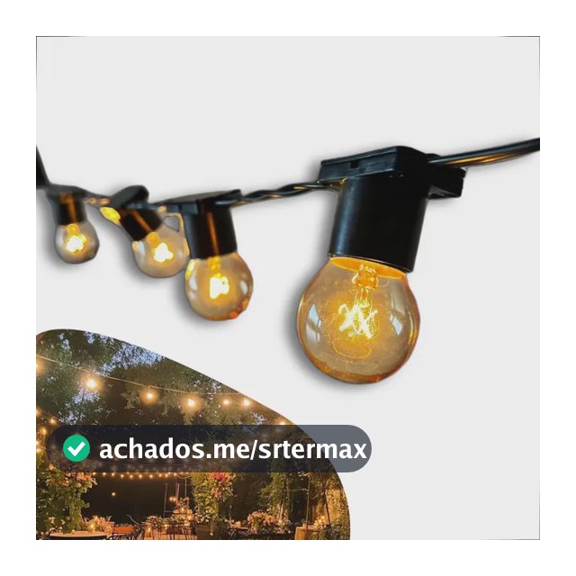 Varal De Luzes Festão 20 Metros Com 20 Lâmpadas Inclusas Preto 110v