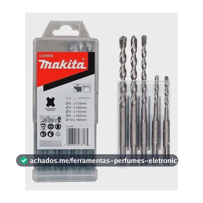 Jogo Broca 5 Peça Martelete Sds Plus 6 8 10mm D-61678 Makita