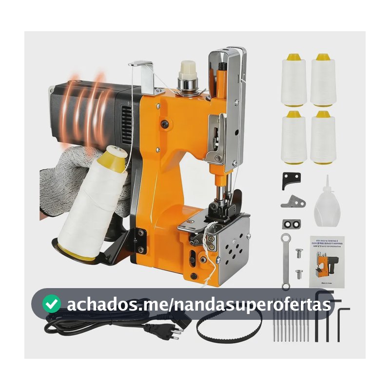 Kit Máquina Costura Saco Sacaria Portátil 5 Linha E 10agulha