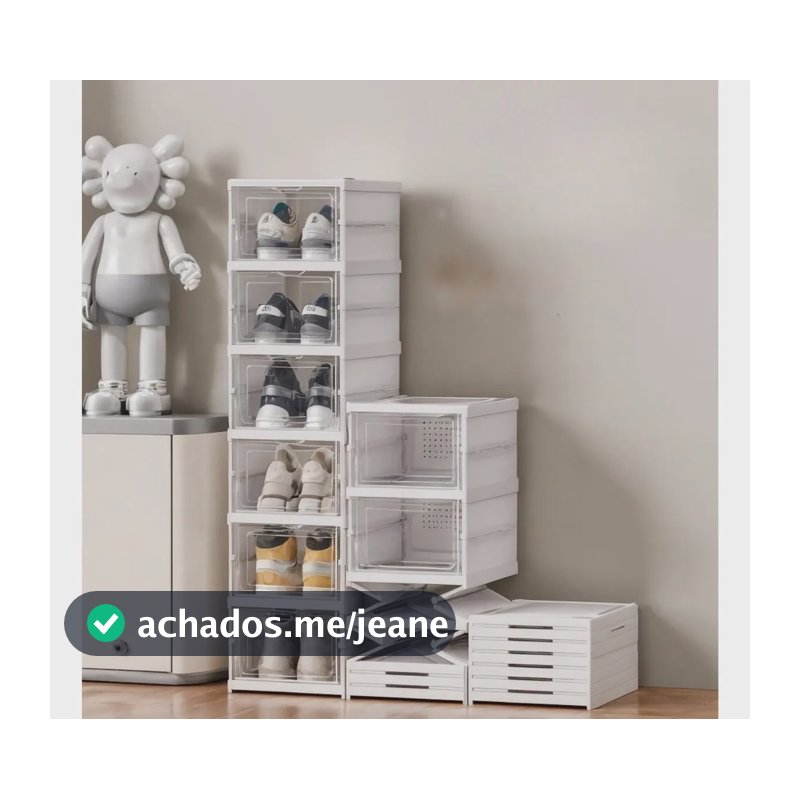 Sapateira Vertical Empilhável 6 Pares Organizador De Calçados Modular Branco Caixa de Tênis Fácil Montagem