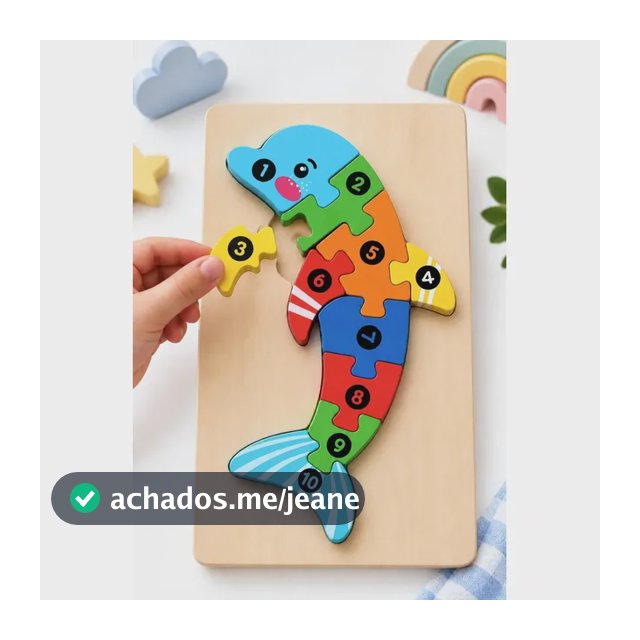Quebra Cabeça Infantil Madeira Educativo Golfinho Colorido