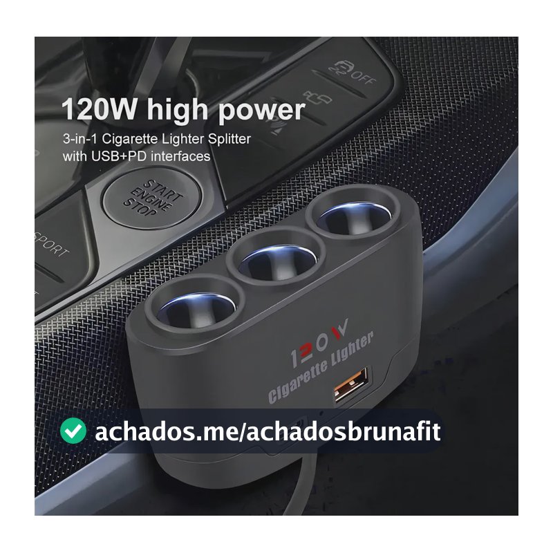 Carregador Veicular Hub 12v 3 Tomada Acendedor Carregador Automotivo Adaptador Para Carro Caminhão Carregamento Rápido