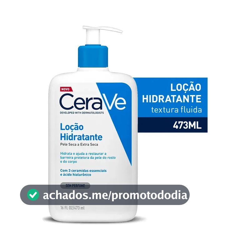 Loção Hidratante Corporal Sem Perfume, com Ceramidas Essenciais e Ácido Hialurônico, Textura Fluida CeraVe 473ml
