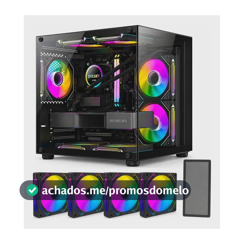 Gabinete Gamer Hayom Aquário Com 4 Cooler Fan Led Rgb