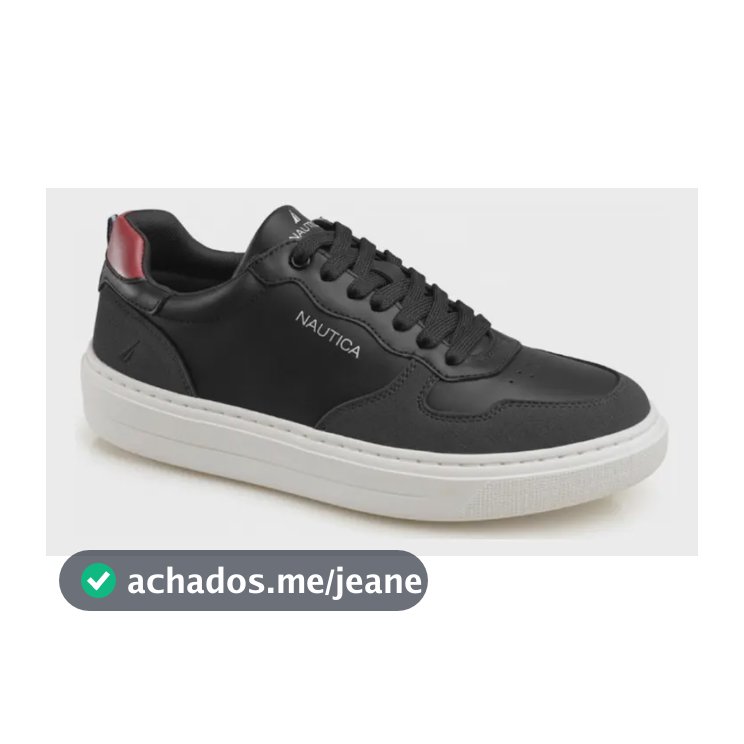 Sneaker Nautica Em Laminado E  Sola  De Micro Expandido Preto Liso 38 Br