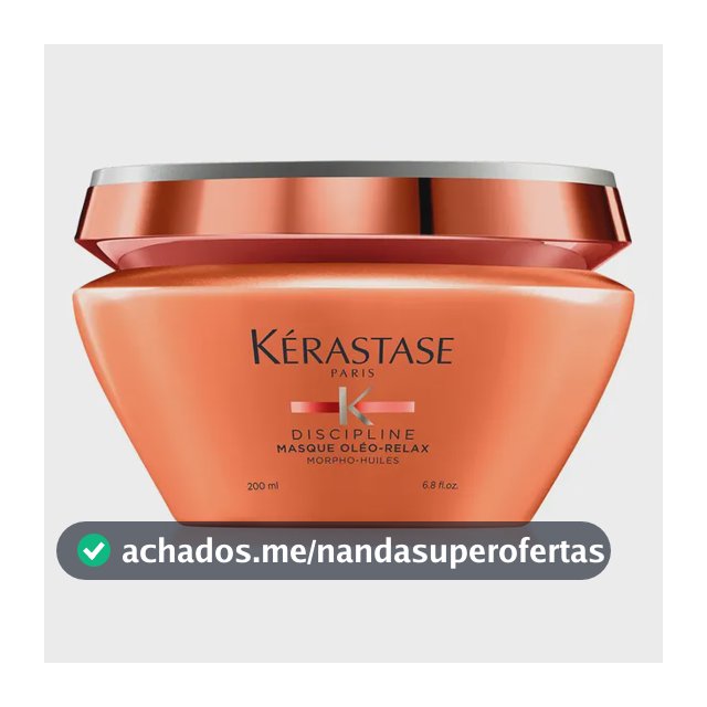 Máscara Capilar de Hidratação Intensa Anti-Frizz com Proteção Térmica até 230ºC para Cabelos Secos e Indisciplinados, Discipline Oléo-Relax, Kérastase 200ml