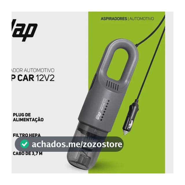 Aspirador Automotivo Portátil Wap Car Filtro Hepa Cabo De 3,7m 180w 12v2 Cinza-escuro 12v