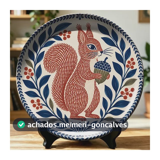 Placa De Decoração De Cerâmica De Esquilo Vermelho Com Bolot