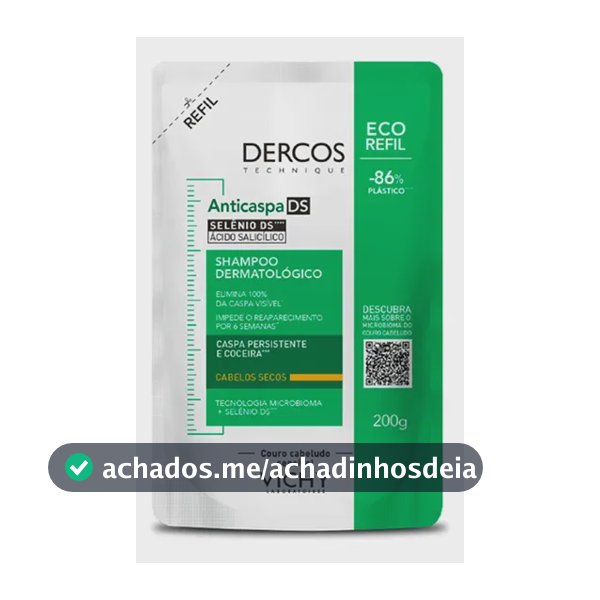 Shampoo Anticaspa Cabelos Secos com Selênio DS, Dercos DS Vichy, Refil 200g