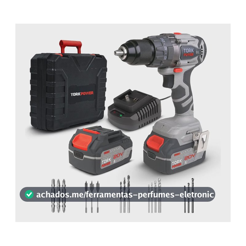 Parafusadeira Furadeira de Impacto Industrial Sem Fio Com Maleta 2 Baterias SuperTork 127/220v 50/60hz Maleta Completa Mandril 13mm