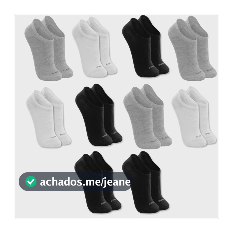 Kit 10 Pares Meia Lupo Sapatilha Soquete Invisível Original 3 Branco - 3 Cinza - 4 Preto Respirável Curta Cotton 37-40