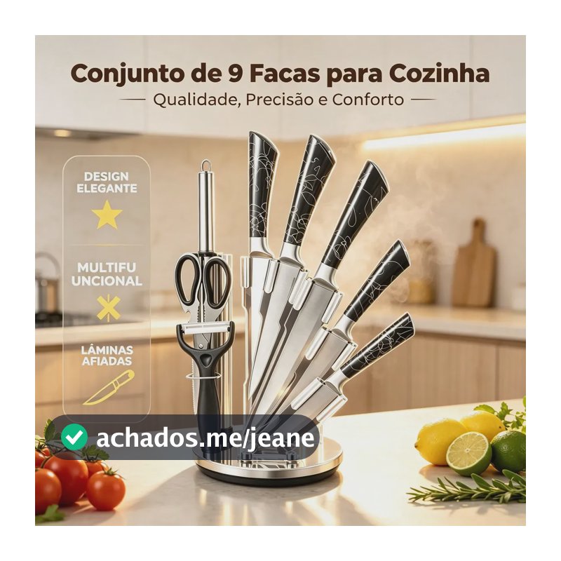 Kit Facas De Cozinha Profissional 9 Peças