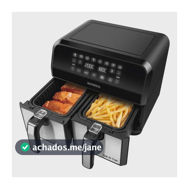 Fritadeira Air Fryer Dual Duplo Cesto 8L Mondial 2200W - AFD-01-BI
