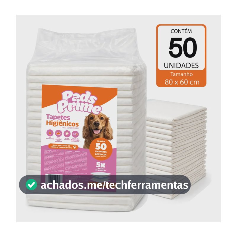 Tapete Higiênico 80x60 50un Pet Cachorro Cães Pads Prime