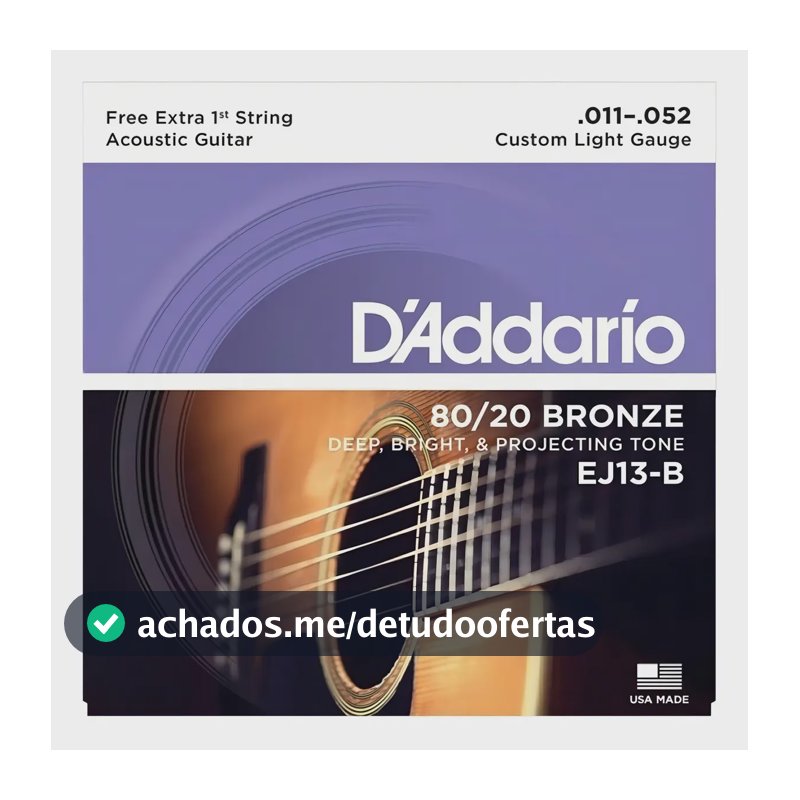 Encordoamento Daddario Violão Aço 0.11 Ej13-b + Mi Extra
